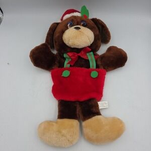 Trim A Home Brown Puppy Dog Christmas Stocking Plush 1990 17"